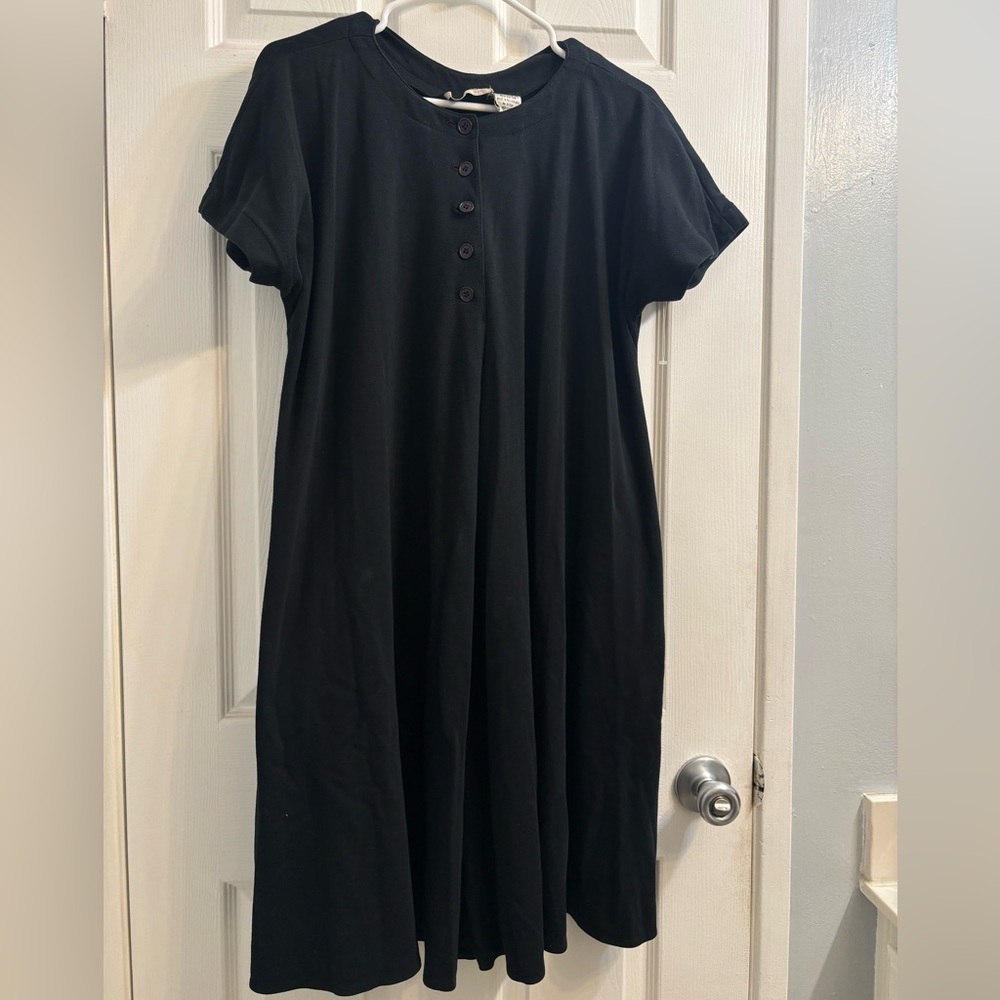 Liz Claiborne Black Button-Front Swing Dress